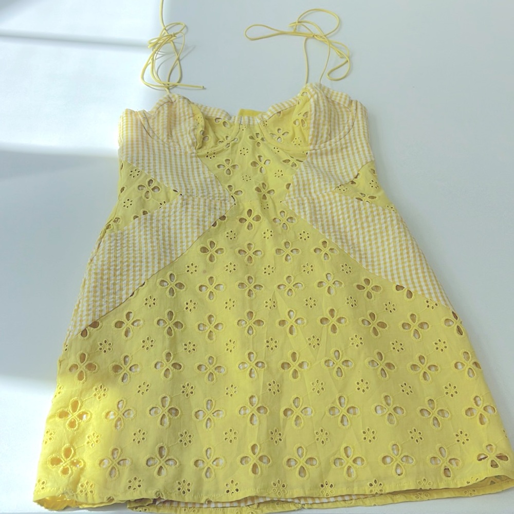 For love and lemons yellow mini dress